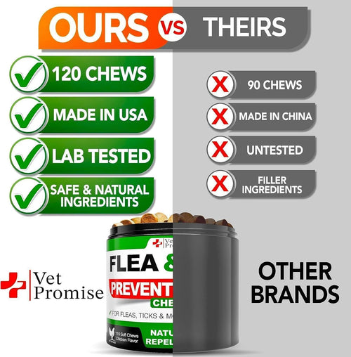 Flea and Tick Prevention for Dogs Chews Natural Dog Flea and & Tick Control Advanced Oral Pills Supplement Treatment for All Breeds & Size Vet Formulated Soft Chewables Made in USA